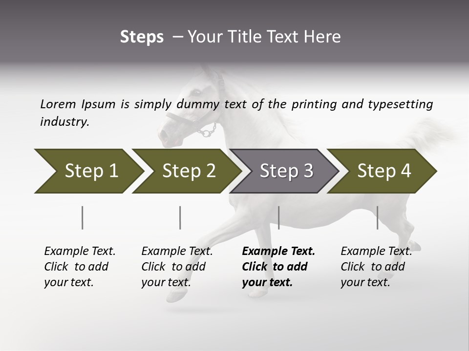A White Horse Galloping On A Gray Background PowerPoint Template