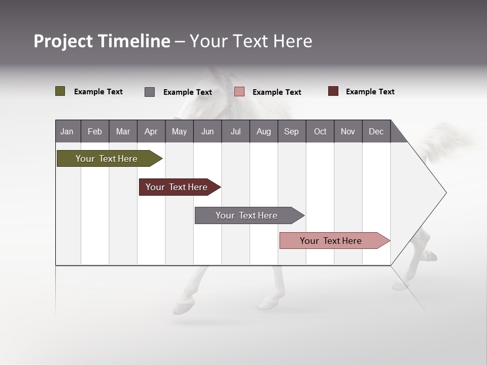 A White Horse Galloping On A Gray Background PowerPoint Template