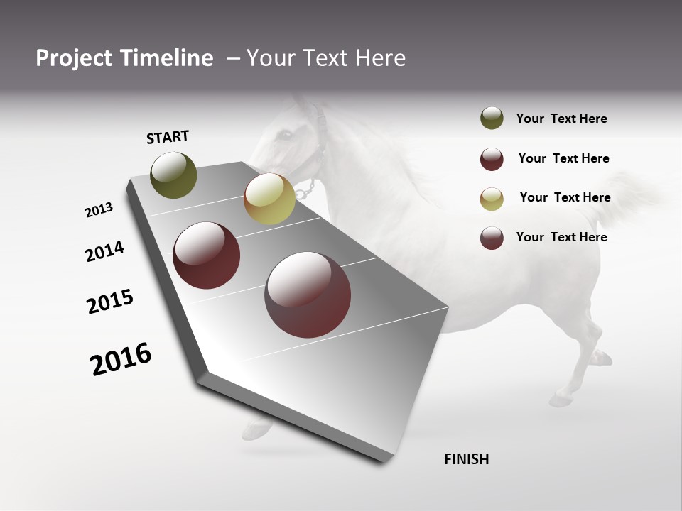 A White Horse Galloping On A Gray Background PowerPoint Template