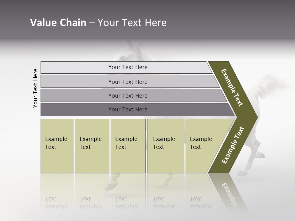 A White Horse Galloping On A Gray Background PowerPoint Template