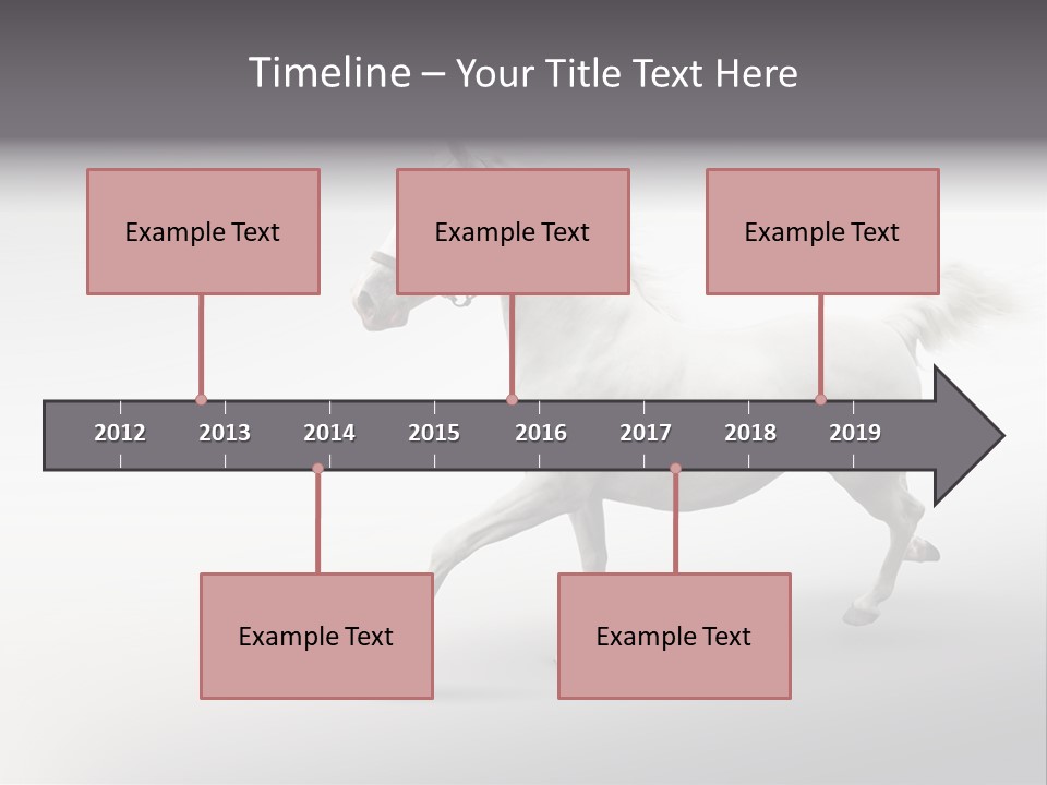 A White Horse Galloping On A Gray Background PowerPoint Template