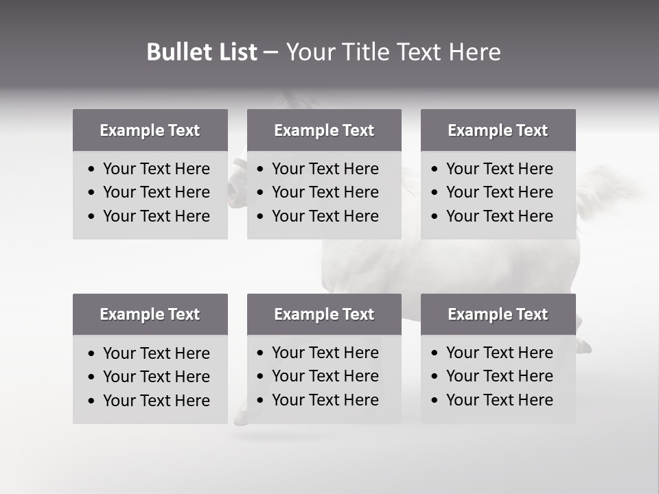 A White Horse Galloping On A Gray Background PowerPoint Template