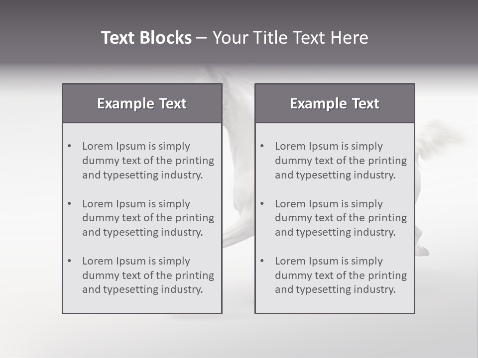 A White Horse Galloping On A Gray Background PowerPoint Template