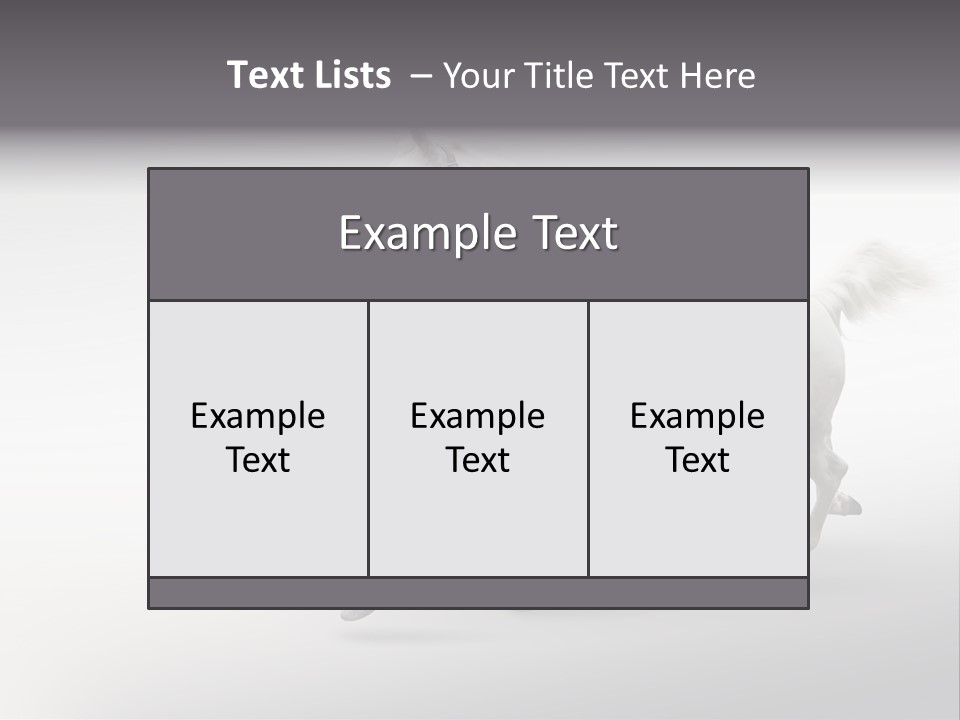 A White Horse Galloping On A Gray Background PowerPoint Template