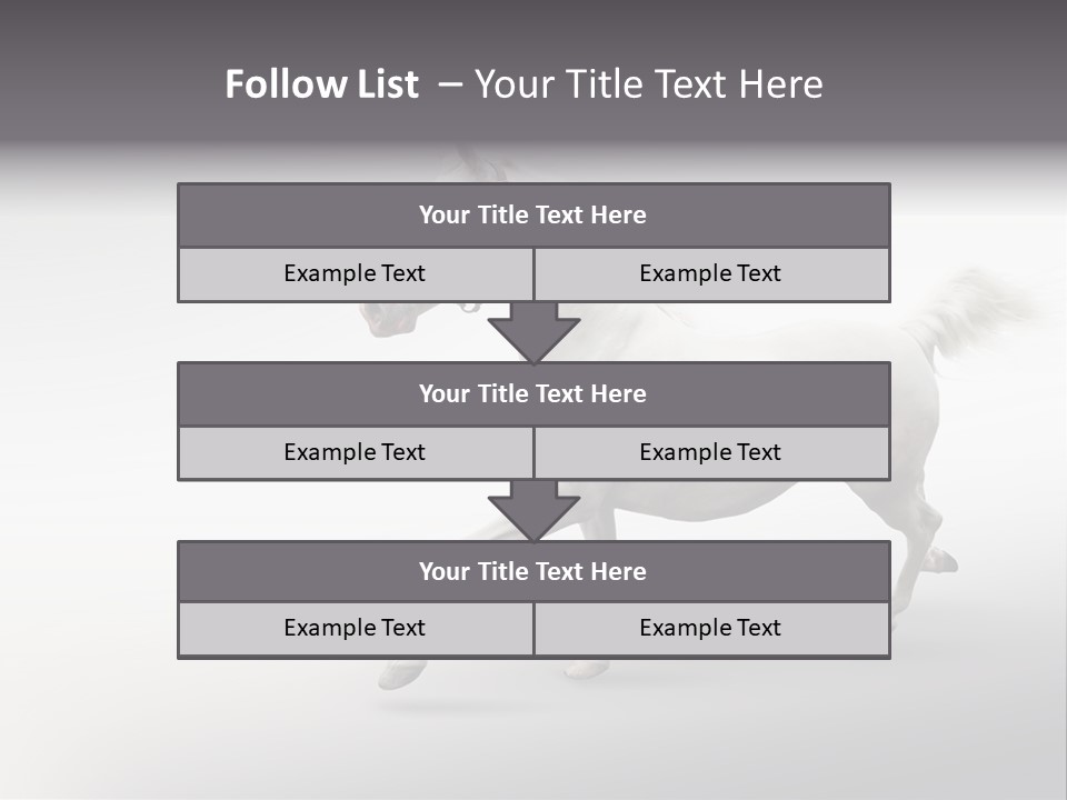 A White Horse Galloping On A Gray Background PowerPoint Template