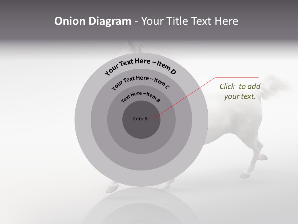 A White Horse Galloping On A Gray Background PowerPoint Template