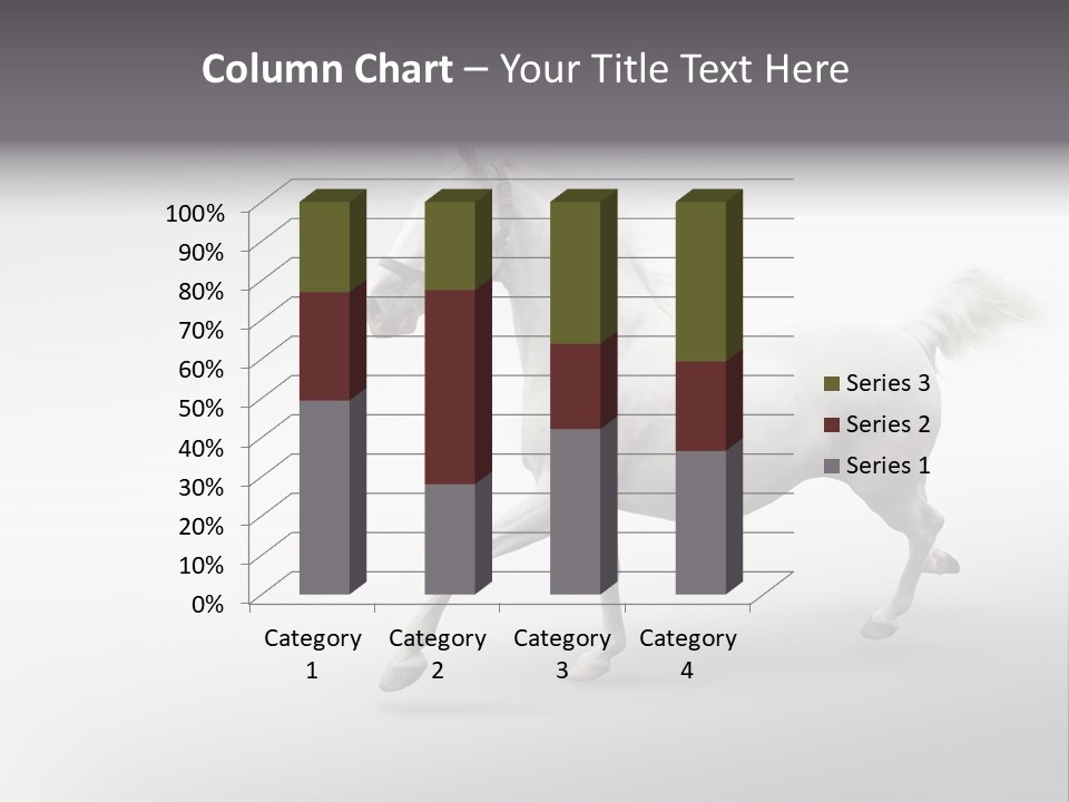 A White Horse Galloping On A Gray Background PowerPoint Template