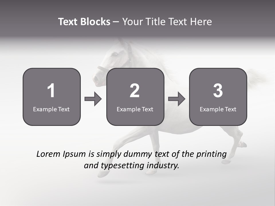 A White Horse Galloping On A Gray Background PowerPoint Template