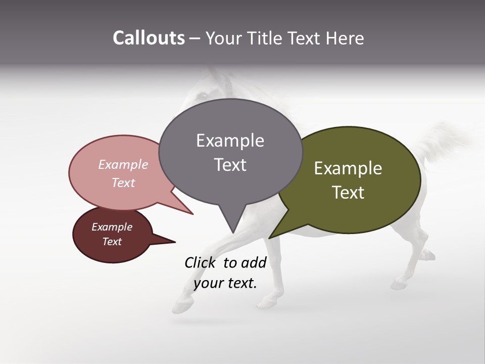 A White Horse Galloping On A Gray Background PowerPoint Template