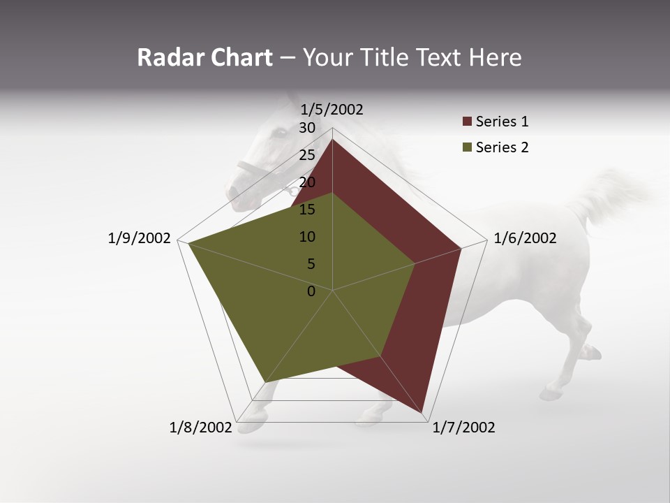 A White Horse Galloping On A Gray Background PowerPoint Template