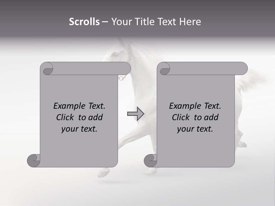 A White Horse Galloping On A Gray Background PowerPoint Template
