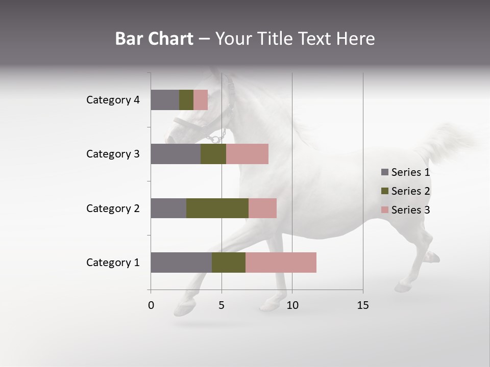 A White Horse Galloping On A Gray Background PowerPoint Template
