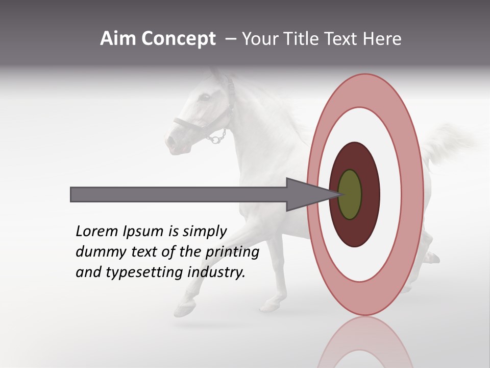 A White Horse Galloping On A Gray Background PowerPoint Template