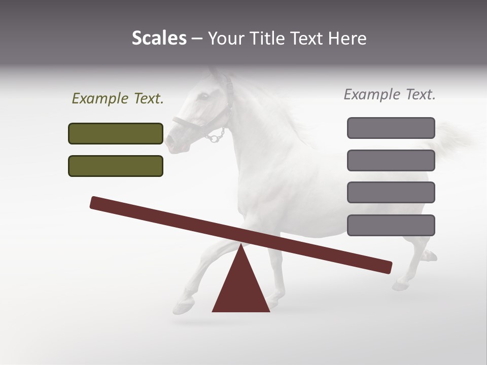 A White Horse Galloping On A Gray Background PowerPoint Template
