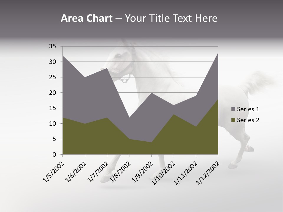 A White Horse Galloping On A Gray Background PowerPoint Template