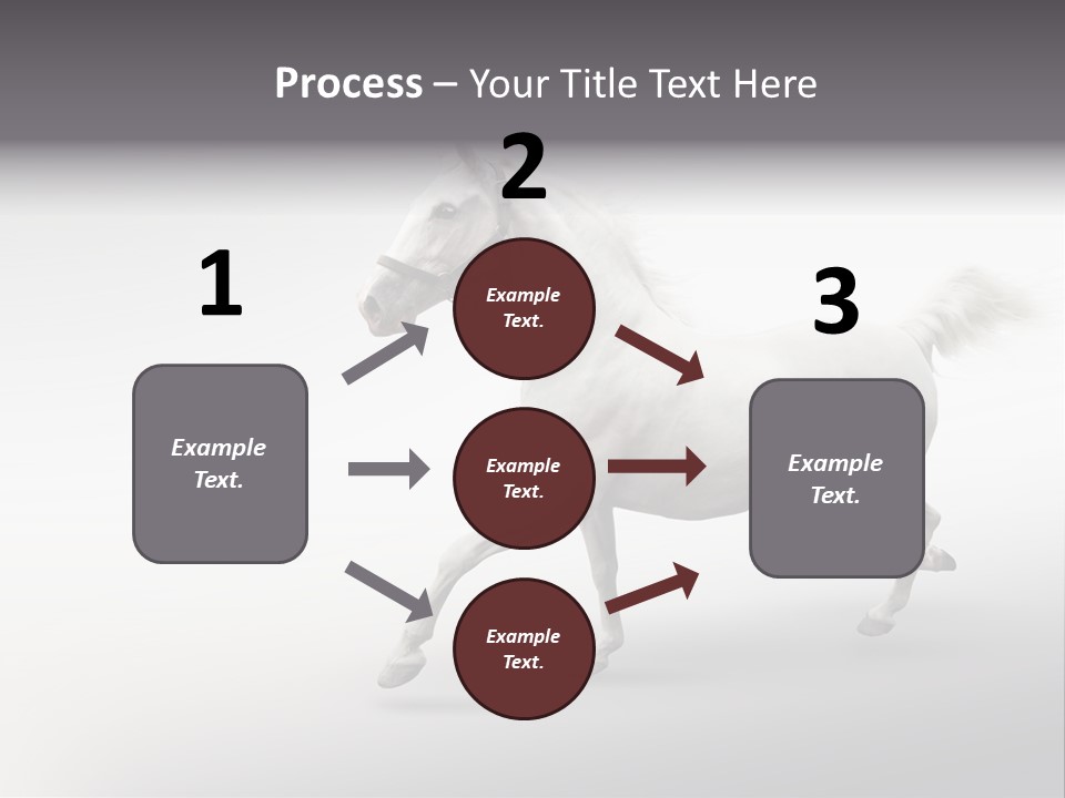 A White Horse Galloping On A Gray Background PowerPoint Template