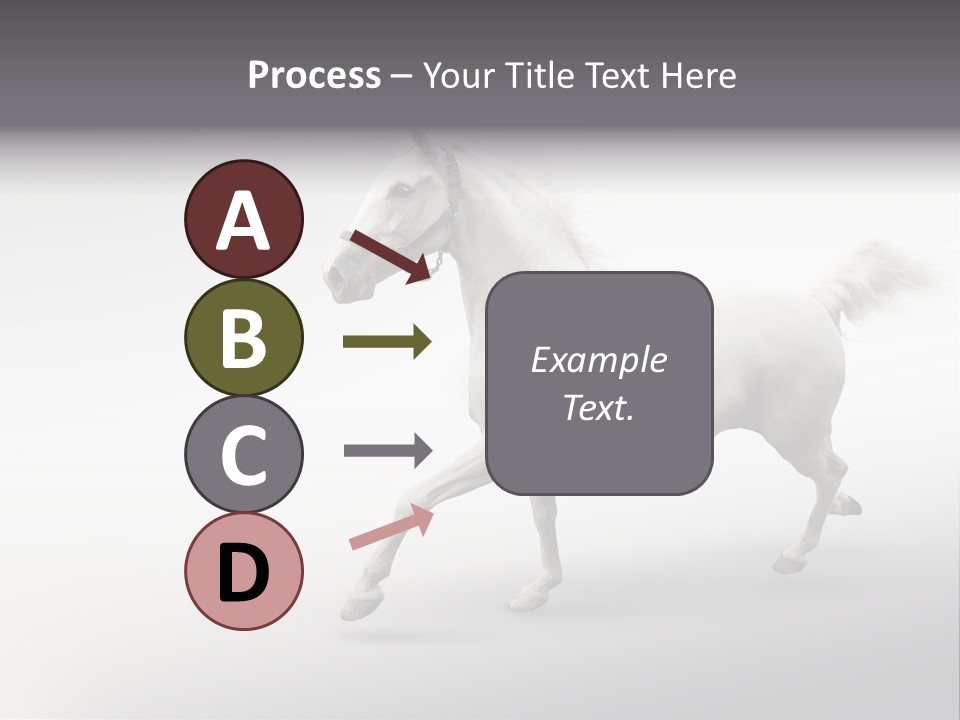 A White Horse Galloping On A Gray Background PowerPoint Template