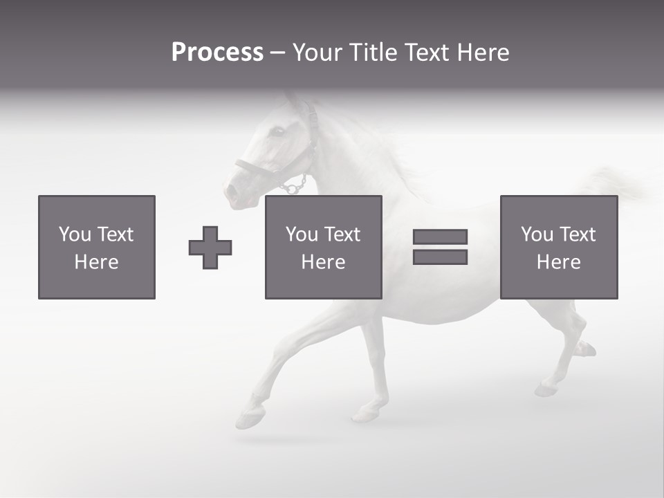 A White Horse Galloping On A Gray Background PowerPoint Template