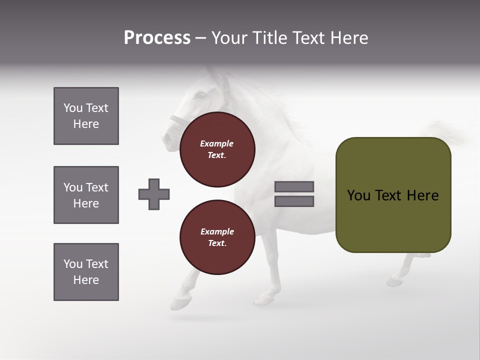 A White Horse Galloping On A Gray Background PowerPoint Template