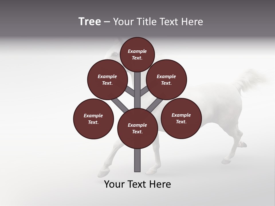 A White Horse Galloping On A Gray Background PowerPoint Template