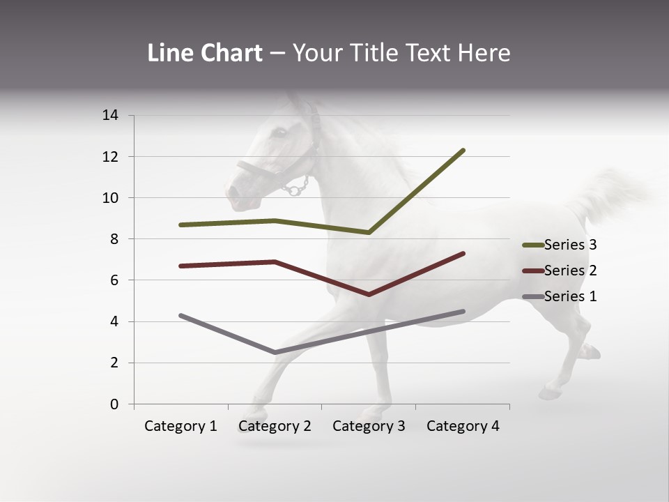 A White Horse Galloping On A Gray Background PowerPoint Template
