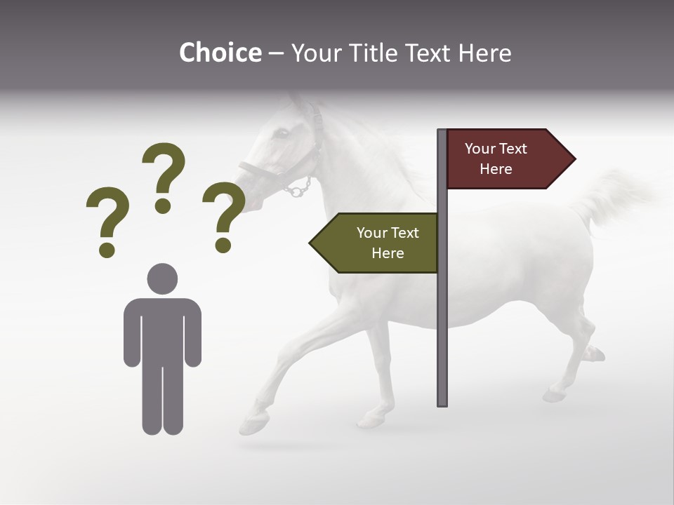 A White Horse Galloping On A Gray Background PowerPoint Template