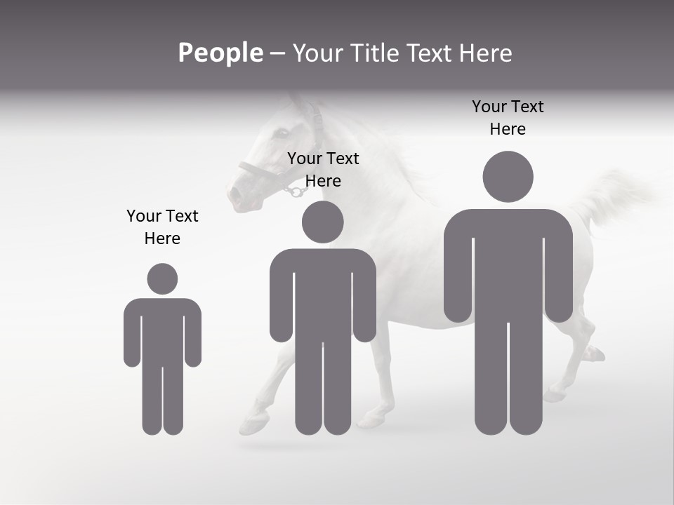 A White Horse Galloping On A Gray Background PowerPoint Template
