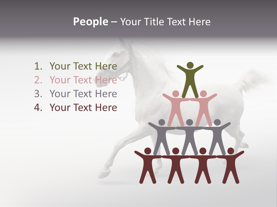 A White Horse Galloping On A Gray Background PowerPoint Template