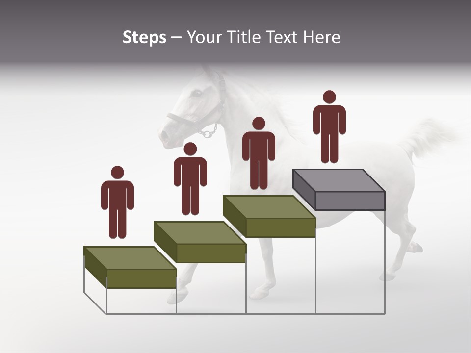 A White Horse Galloping On A Gray Background PowerPoint Template