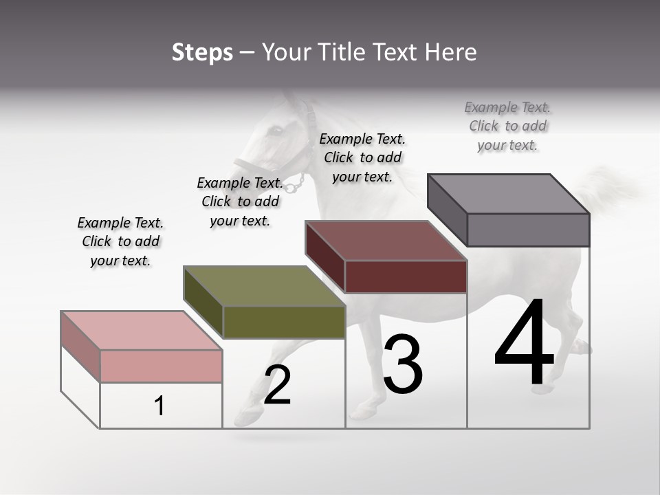 A White Horse Galloping On A Gray Background PowerPoint Template