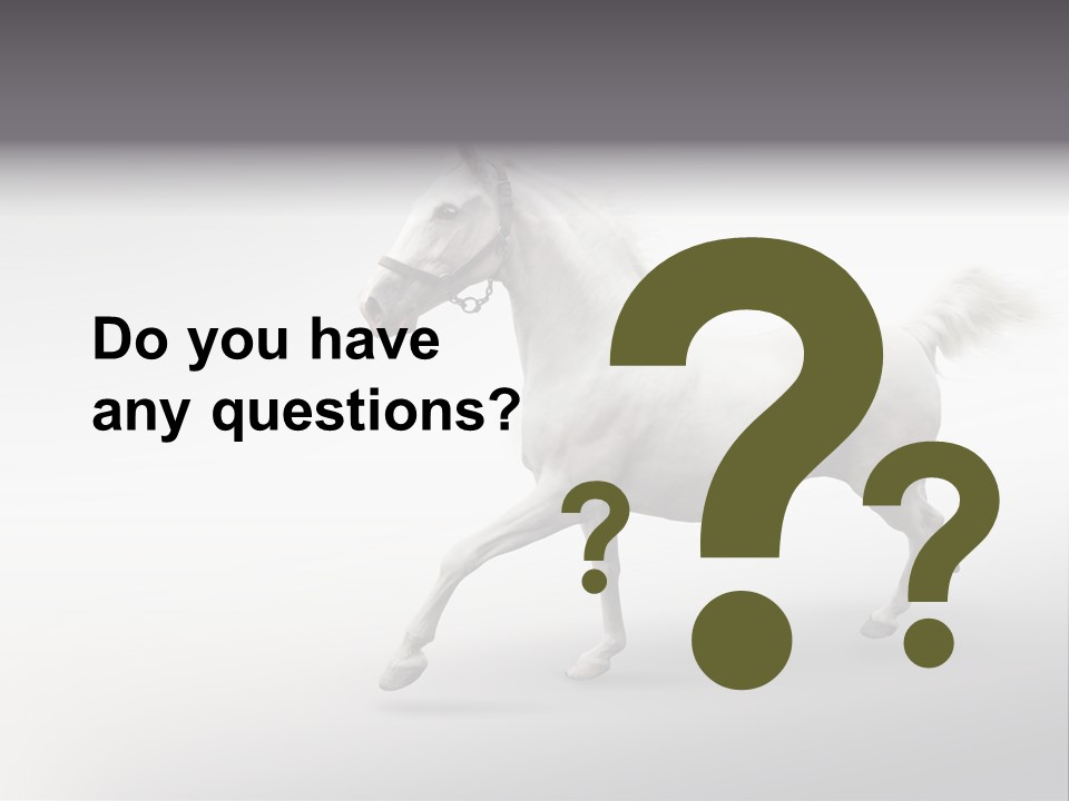 A White Horse Galloping On A Gray Background PowerPoint Template