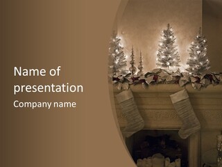 Ornaments Fireplace Mantle PowerPoint Template