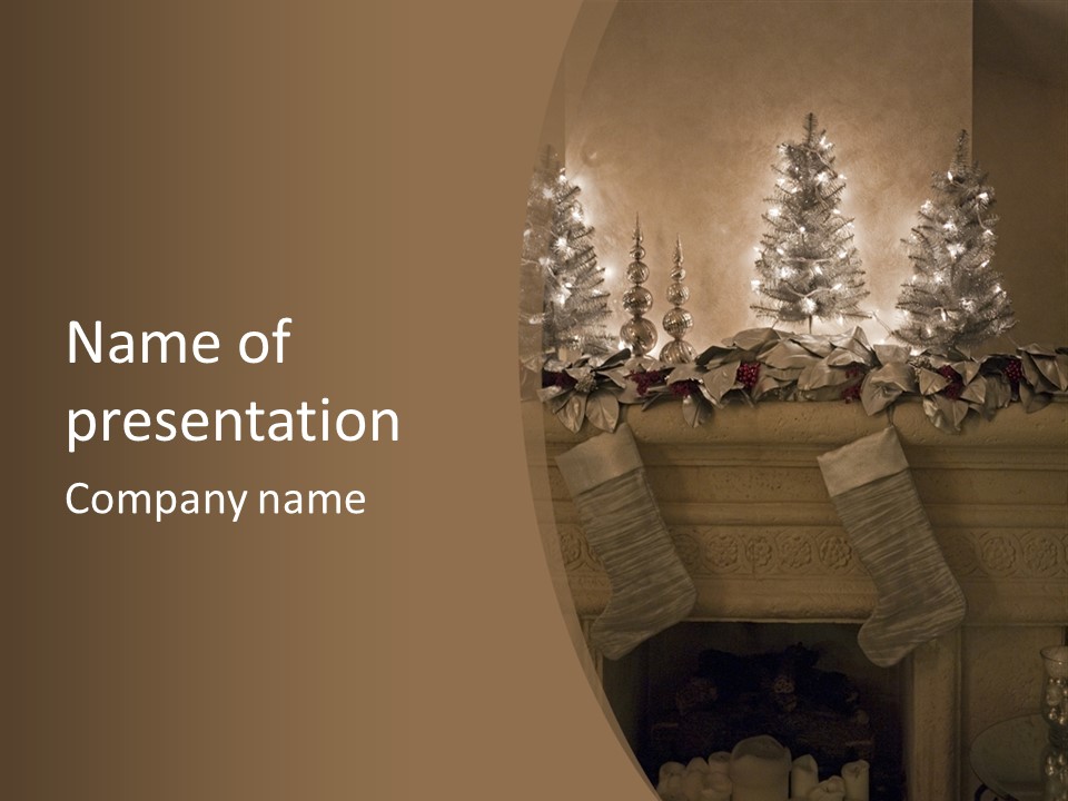 Ornaments Fireplace Mantle PowerPoint Template