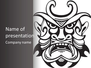 A Black And White Image Of A Demon Face PowerPoint Template