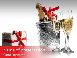 Bottle Flutes Glass PowerPoint Template