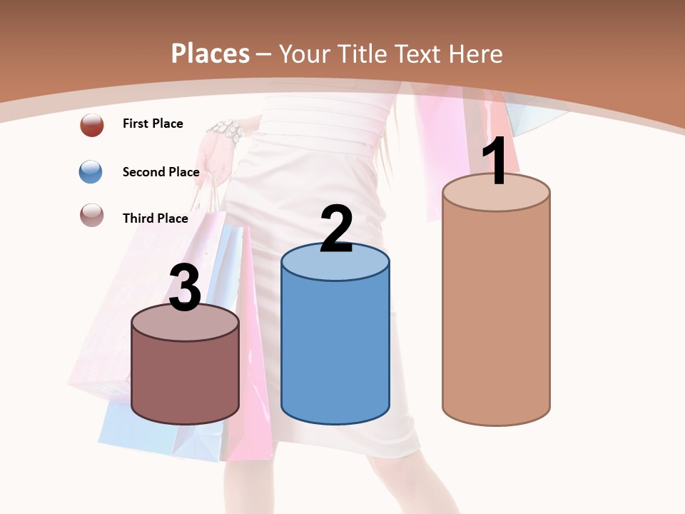 A Woman In A White Dress Holding Shopping Bags PowerPoint Template