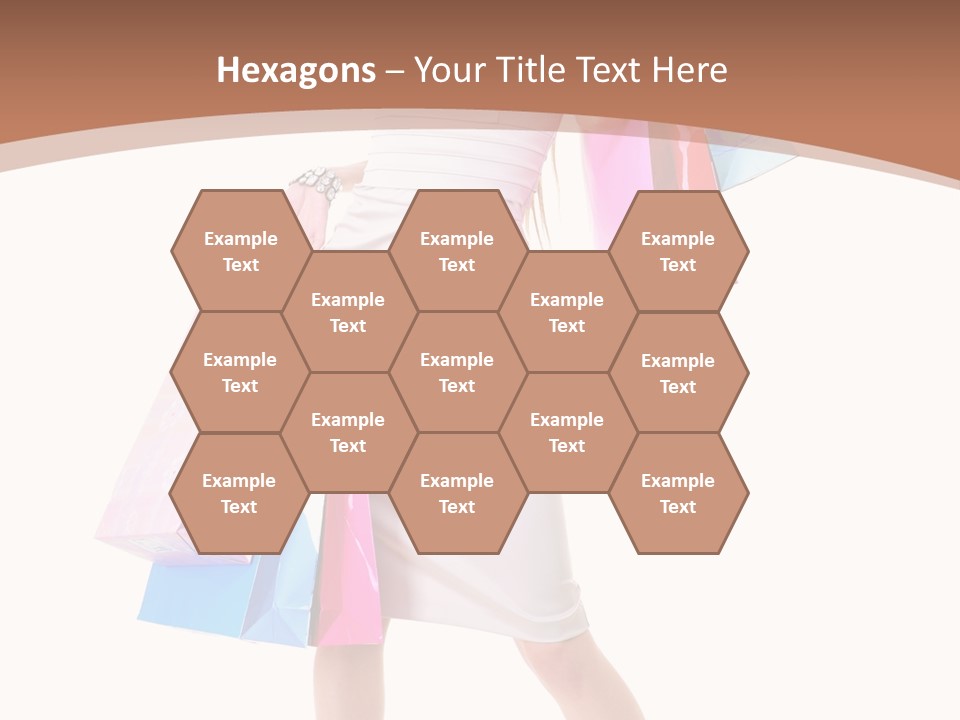 A Woman In A White Dress Holding Shopping Bags PowerPoint Template