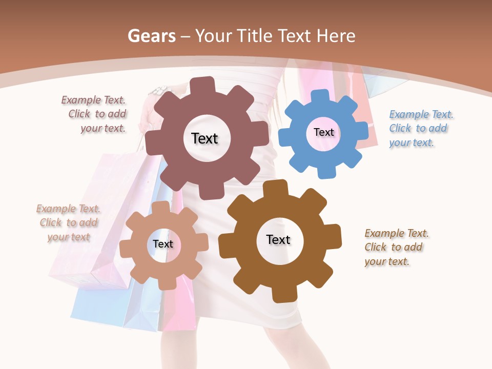 A Woman In A White Dress Holding Shopping Bags PowerPoint Template