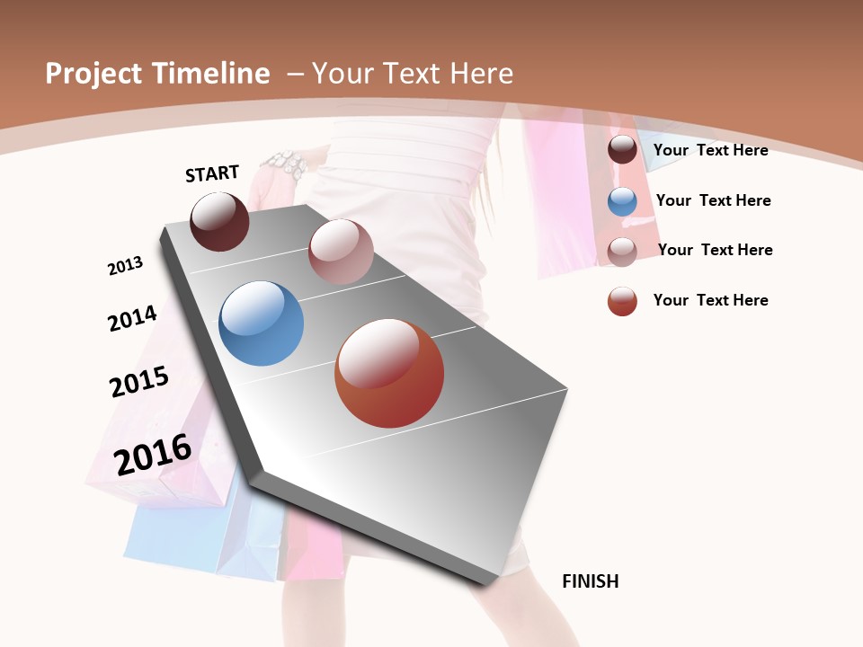 A Woman In A White Dress Holding Shopping Bags PowerPoint Template