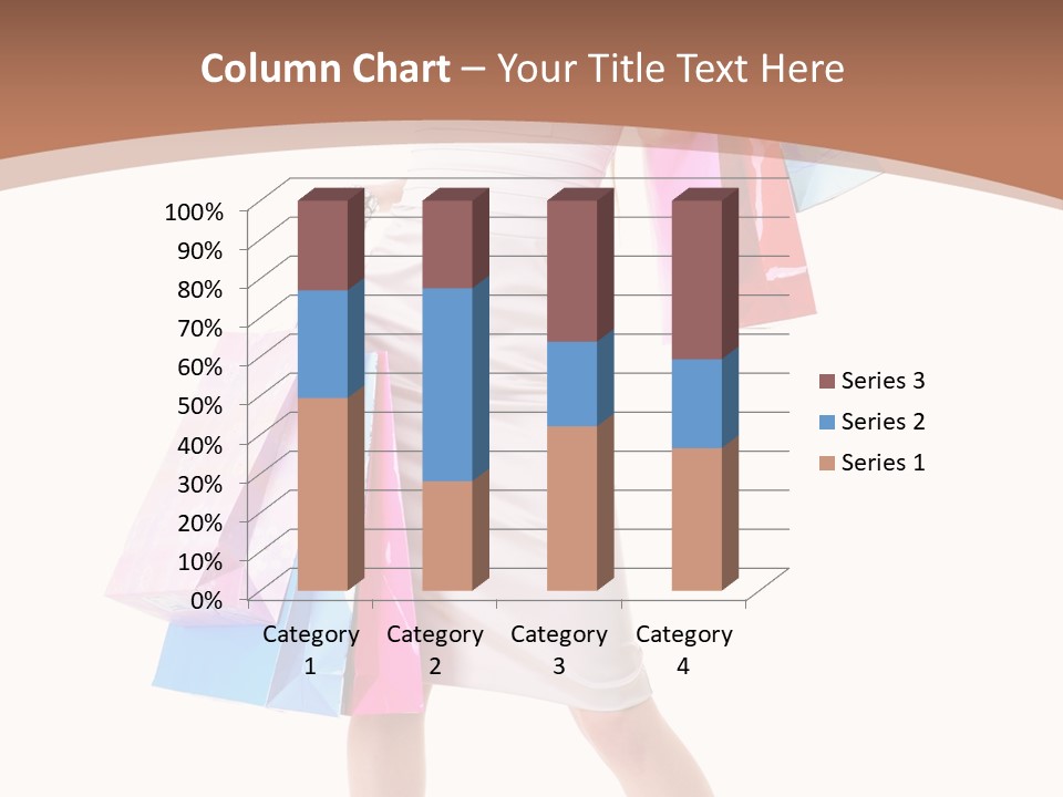 A Woman In A White Dress Holding Shopping Bags PowerPoint Template