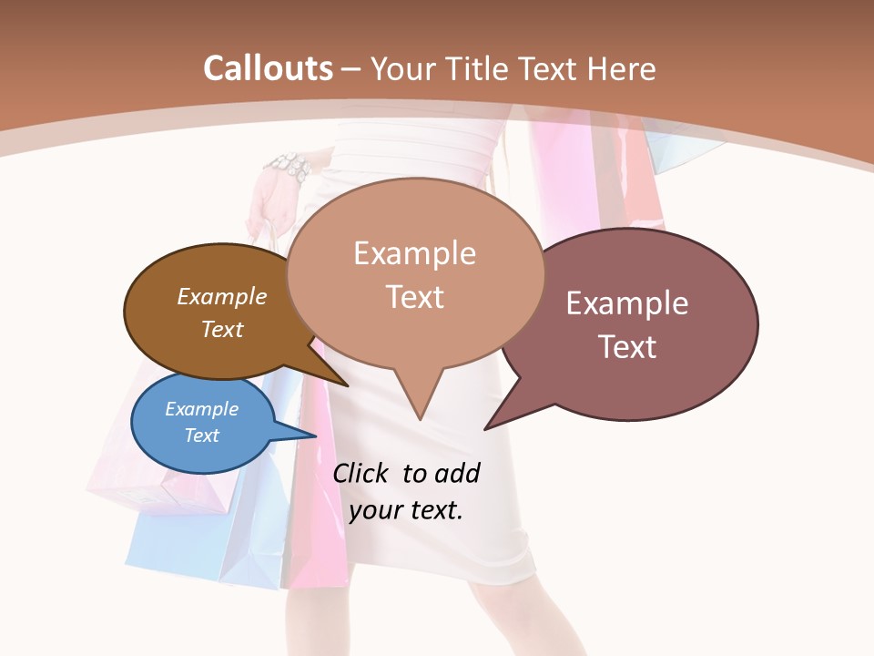 A Woman In A White Dress Holding Shopping Bags PowerPoint Template