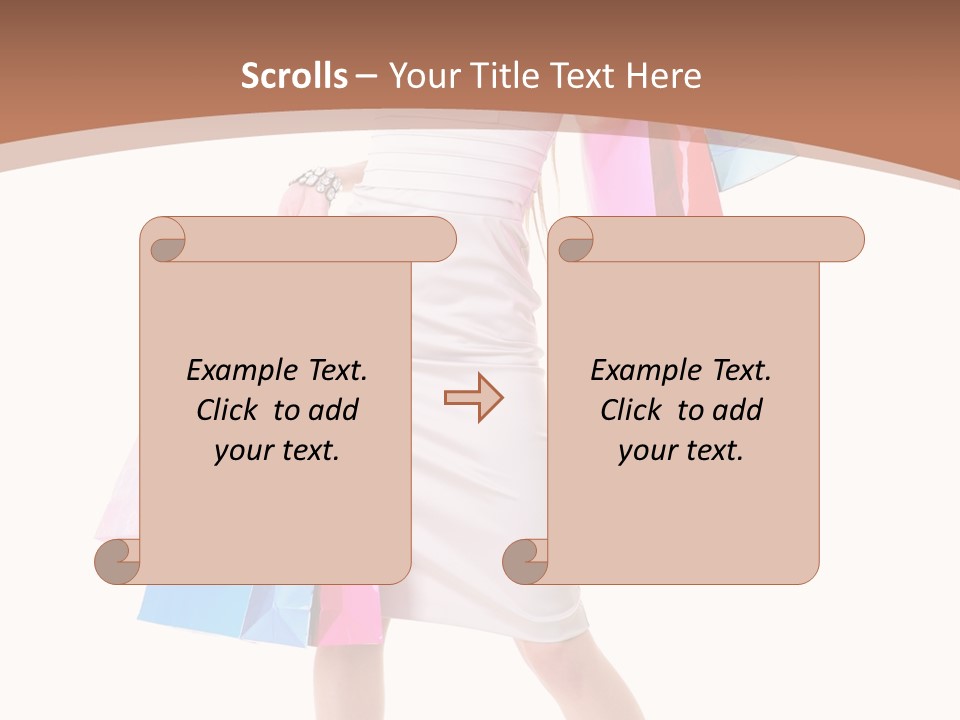 A Woman In A White Dress Holding Shopping Bags PowerPoint Template