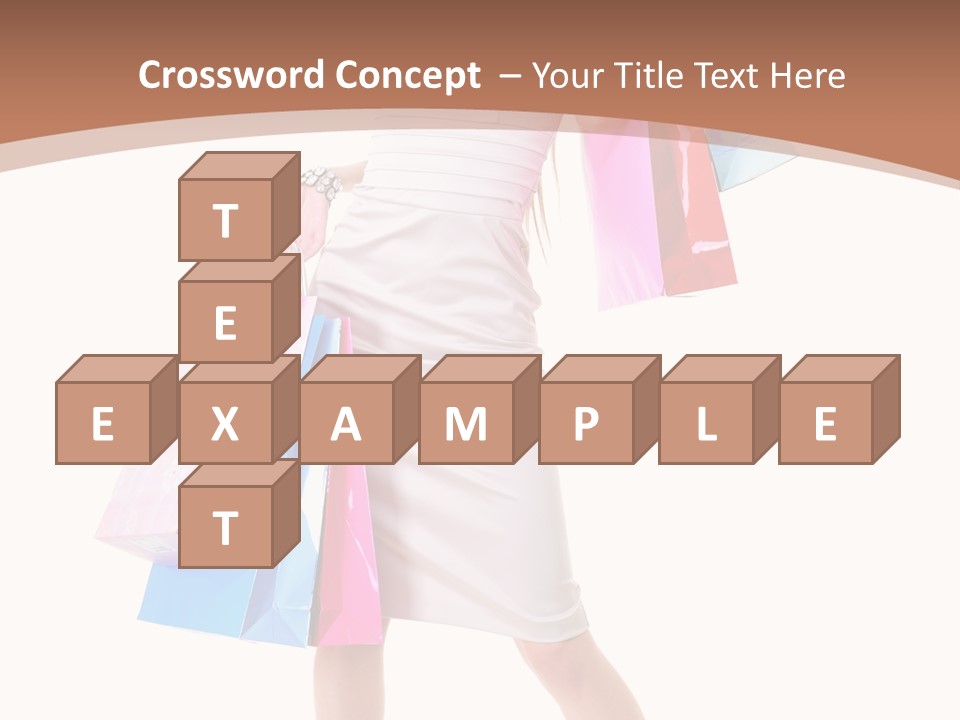 A Woman In A White Dress Holding Shopping Bags PowerPoint Template