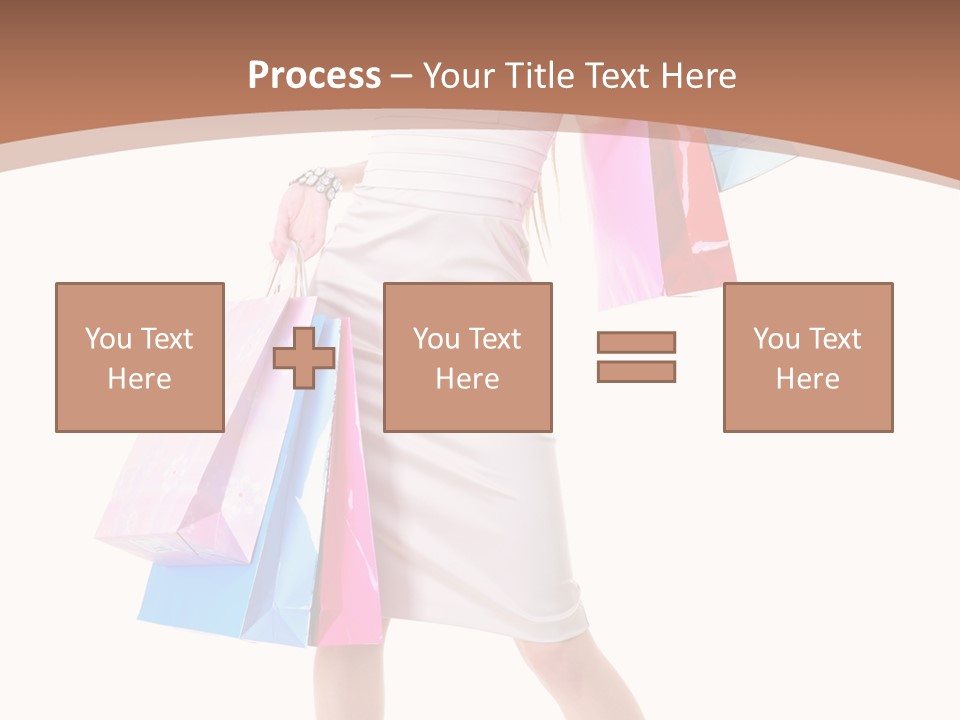 A Woman In A White Dress Holding Shopping Bags PowerPoint Template