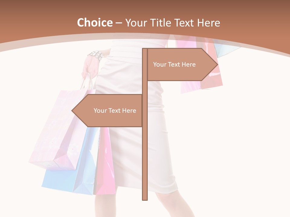 A Woman In A White Dress Holding Shopping Bags PowerPoint Template