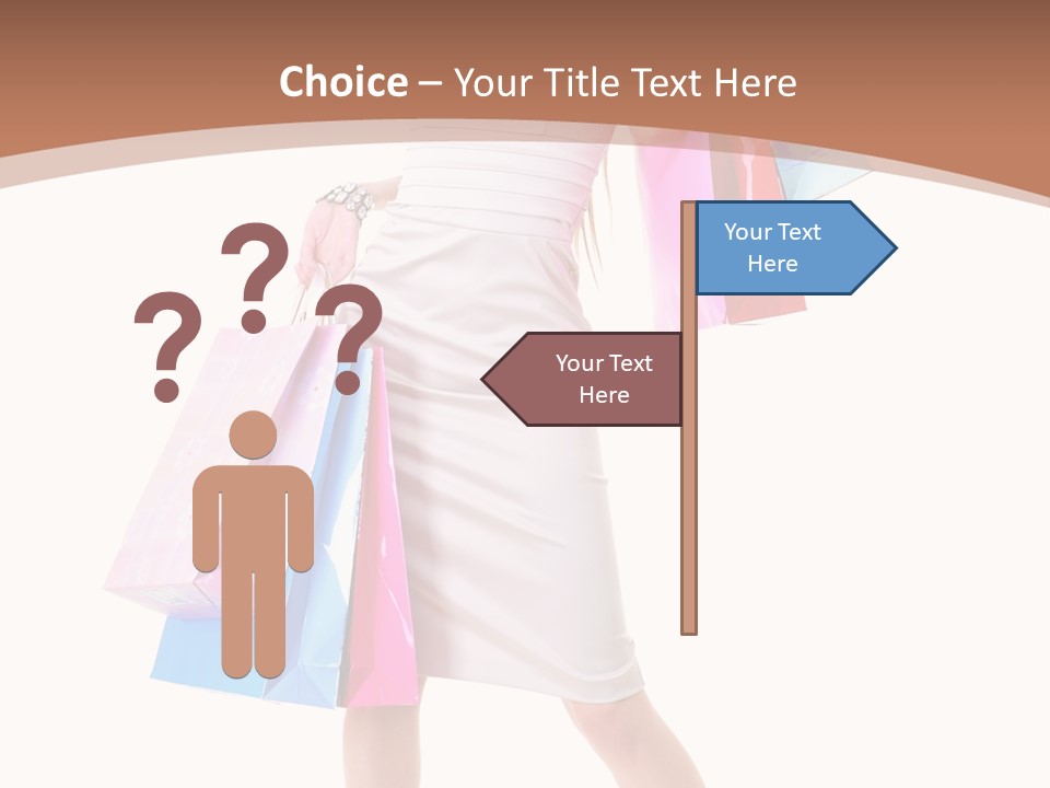 A Woman In A White Dress Holding Shopping Bags PowerPoint Template