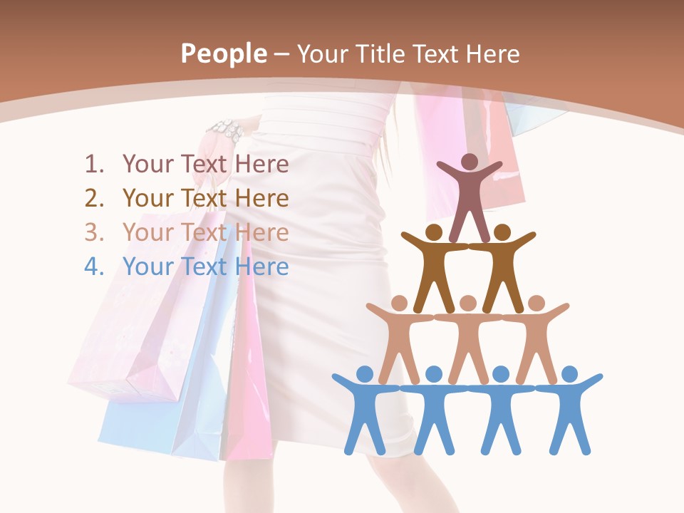 A Woman In A White Dress Holding Shopping Bags PowerPoint Template