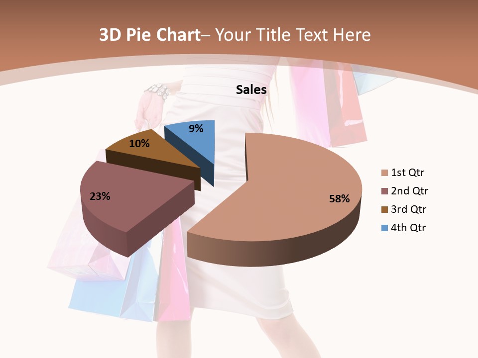 A Woman In A White Dress Holding Shopping Bags PowerPoint Template