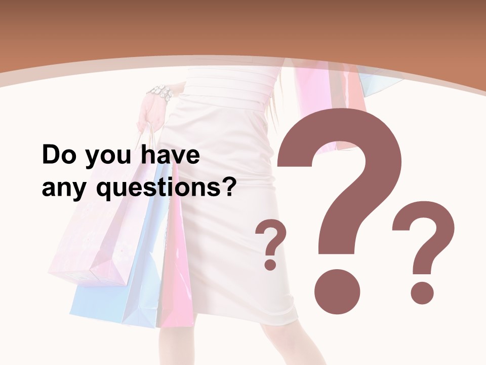 A Woman In A White Dress Holding Shopping Bags PowerPoint Template