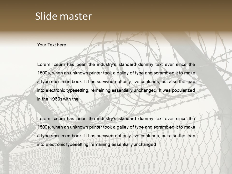 A Barbed Fence With Razors On Top Of It PowerPoint Template